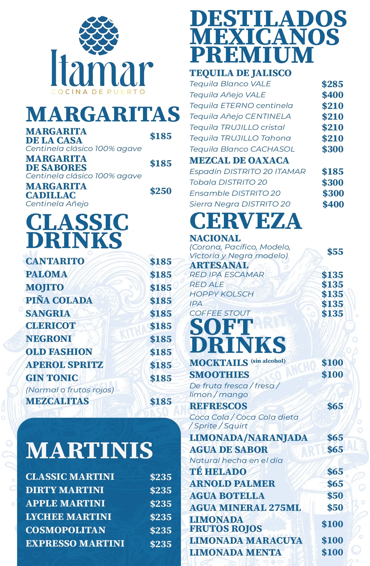 Menú de bebidas, página 1